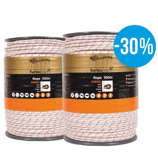 Gallagher Duopack TurboLine Cord Wit (2x500m) - Voor langdurige stroomgeleiding in grote afrasteringen