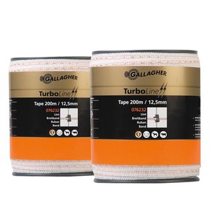 Gallagher Duopack TurboLine Lint 12,5mm Wit (2x200m) - Voor sterke draadgeleiding