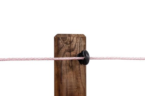 Pulsara Ringisolator DS zwart Kunststof Ringisolator Met Doorlopende Steun Voor Draad En Koord