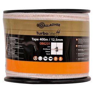 Gallagher TurboLine Lint 12,5mm (wit, 400m) - Sterk lint voor elektrische afrastering