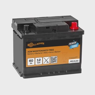 Gallagher Accu 12V/60Ah Premium Turbo AGM - Compacte en krachtige AGM accu