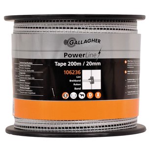 Gallagher PowerLine Lint 20mm (wit, 200m) - Voor duurzame en zichtbare afrastering