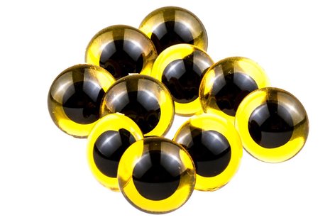 10st kunststof carving ogen 14 m/m geel