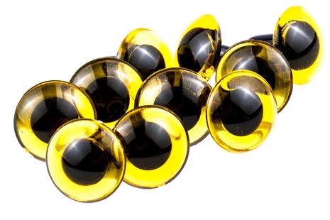 10st kunststof carving ogen 16 m/m geel