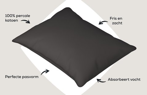 Dixxius Kussenslopen Excellent Percale Katoen Anthracite (set van 2) | Swiss Sense