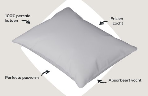 Dixxius Kussenslopen Excellent Percale Katoen Light Grey (set van 2) | Swiss Sense