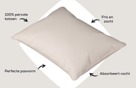 Dixxius Kussenslopen Excellent Percale Katoen Sand (set van 2) | Swiss Sense