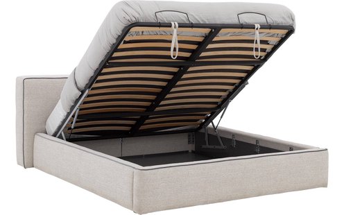 Goossens Gestoffeerd Bedframe Arona Storage, 200 x 220 cm met storage, met 2x lattenbodem