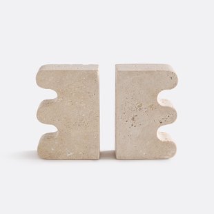 Set van 2 boekensteunen in travertin, Tavla