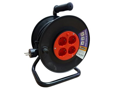 Extend Kabelhaspel 25 meter  – 4-voudig, 3×1 mm², 230 V – Robuuste haspel voor werkplaats, tuin en bouwplaats