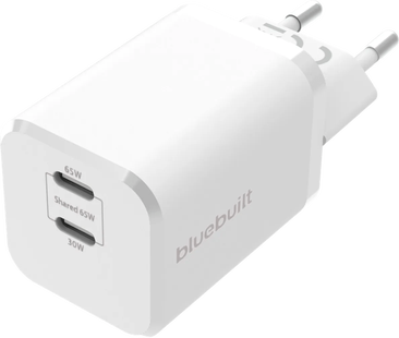 BlueBuilt Power Delivery Oplader met 2 Usb C Poorten 65W Wit