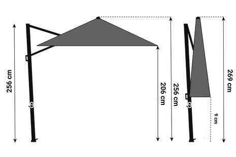 Camello Luna zweefparasol 3.5m S2 Excellent (excl. voet)