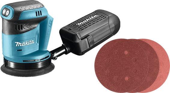 Makita DBO180ZJ (zonder accu) + Bosch Schuurschijf 125 mm K80, K120, K240 (25x)