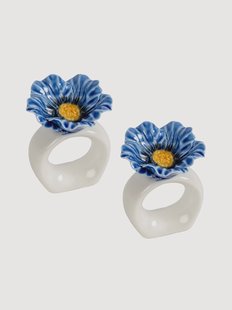 Handbeschilderde porseleinen servetringen Poppy, 2-delig