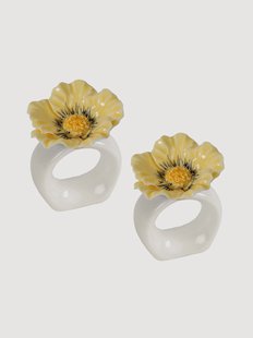 Handbeschilderde porseleinen servetringen Poppy, 2-delig