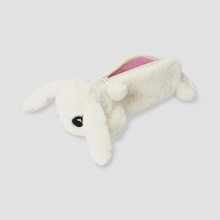 Pluche etui met wit konijn