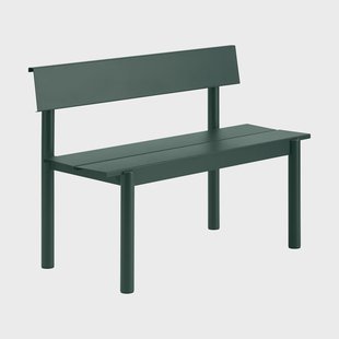Muuto Linear Steel bank met rugleuning Dark green, 110x34 cm