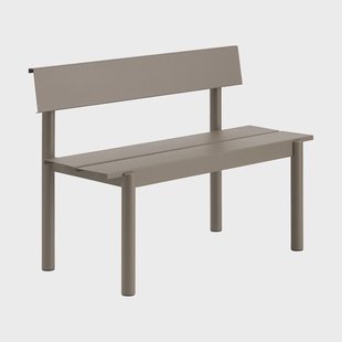 Muuto Linear Steel bank met rugleuning Taupe, 110x34 cm