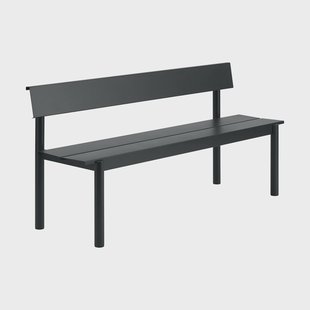 Muuto Linear Steel bank met rugleuning Black, 170x34 cm
