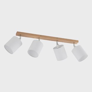 Lindby plafondspot Imarin, 81 cm, wit, 4-lamps, hout Imarin - Woonkamer - Scandinavisch - Meerdere lampen