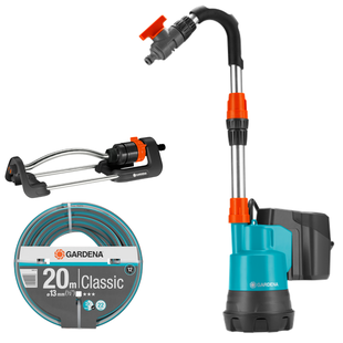 Gardena Accu Regentonpomp 2000/2 Li-18 Set – 2000 liter/uur - 2 Bar met tuinslang en zwenksproeier