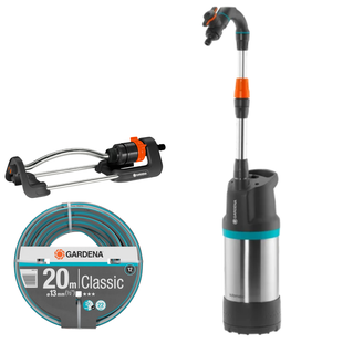 Gardena Regentonpomp 4700/2 Inox Automatic Set – 4700 liter/uur - 2,3 Bar met tuinslang en zwenksproeier