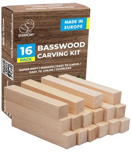 BeaverCraft Wood Carving Blocks BW16, 16-delige set houtblokjes voor houtsnijden