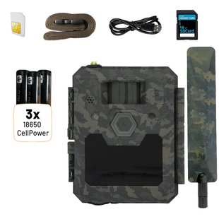 ICU CLOM Cam 6 Wildcamera 4G/LTE Bundel – Inclusief 3x CellPower BLACK Oplaadbare Batterijen, 16GB SD-kaart &amp; 2000 COINs