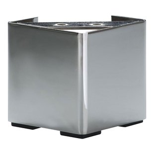 Stalen meubelpoot chroom vierkant 10 bij 10 cm en hoogte 10 cm (10 x 10 cm)