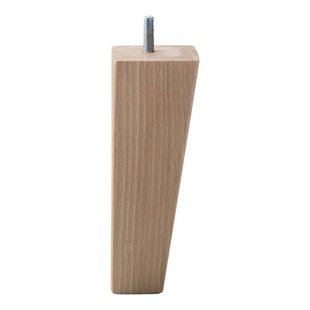 Meubelpoot vierkant 6 bij 6 cm en hoogte 17 cm van massief hout (M8) , taps 6 x 6 cm / 3,5 x 3,5 cm
