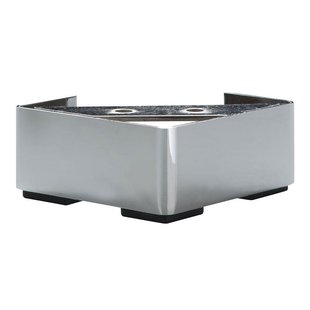 Stalen meubelpoot chroom vierkant 10 bij 10 cm en hoogte 4,5 cm (10 x 10 cm)