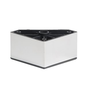 Meubelpoot chroom vierkant 8 bij 8 cm en hoogte 5 cm van kunststof