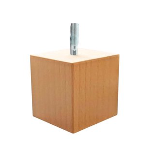Meubelpoot vierkant 5 bij 5 cm en hoogte 5 cm van massief hout (M8)
