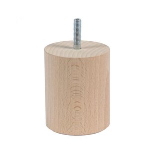 Meubelpoot rond Ø 6,4 cm en hoogte 8 cm van massief hout (M8)