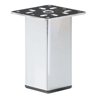 Stalen meubelpoot chroom vierkant 5 bij 5 cm en hoogte 15 cm