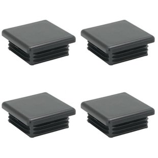 Inslagdop/meubeldop zwart vierkant 4,5 bij 4,5 cm en hoogte 0,4 cm van kunststof - 4 stuks