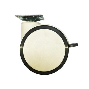 Meubelwiel wit rond Ø 10 cm en hoogte 12,5 cm van massief kunststof