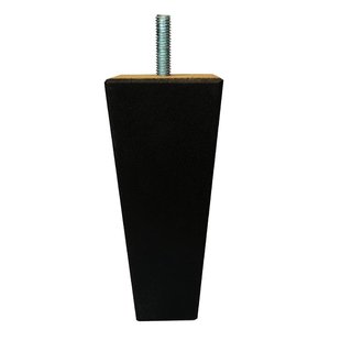 Meubelpoot zwart taps 5,5 bij 5,5 cm en hoogte 13 cm van massief hout (M8)