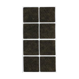 Plakvilt bruin vierkant 5 bij 5 cm en hoogte 0,35 cm van vilt - 8 stuks