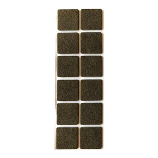 Plakvilt bruin vierkant 3 bij 3 cm en hoogte 0,35 cm van vilt - 12 stuks