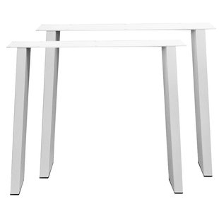 Stalen tafelpoot wit trapezium 80 bij 10 cm en hoogte 72 cm (4 x 10 cm) - 2 stuks