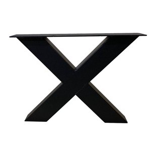 Stalen X-poot salon 55 bij 8 cm en hoogte 40 cm zwart (8 x 8 cm) - 2 stuks
