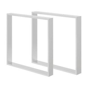 Stalen U tafelpoot wit 80 bij 8 cm en hoogte 72 cm (2 x 8 cm) - 2 stuks