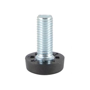 Stelvoet zwart rond Ø 2 cm en hoogte 0,7 cm van massief kunststof (M6) - 4 stuks