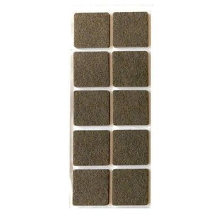 Plakvilt bruin vierkant 4,5 bij 4,5 cm en hoogte 0,35 cm van vilt - 10 stuks