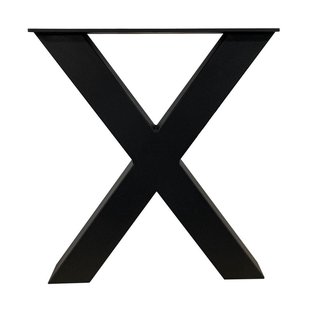 Stalen X bankpoten 38 bij 6 cm en hoogte 43 cm zwart (6 x 6 cm) - 2 stuks