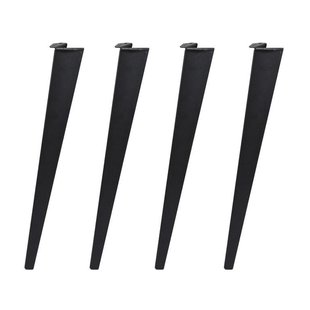 Massief stalen meubelpoot zwart taps 8 bij 5 cm en hoogte 72 cm - 4 stuks