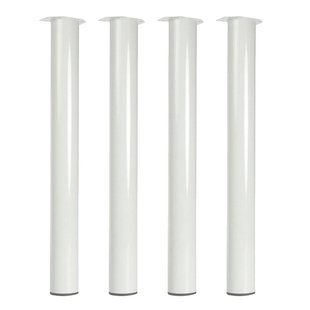 Witte stalen meubelpoot rond Ø 7,6 cm en hoogte 72 cm - Set van 4 stuks