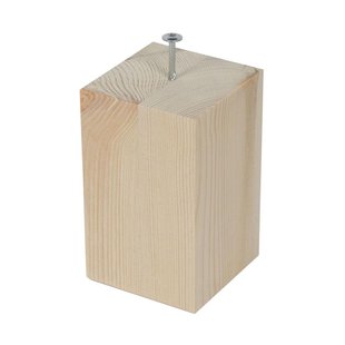 Meubelpoot vierkant 9 bij 9 cm en hoogte 15 cm van massief hout, 9 x 9 cm
