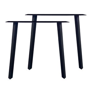 Stalen schuine zwarte tafelpoten 76 bij 10 cm en hoogte 72 cm (4 x 4 cm) - Set van 2 stuks
